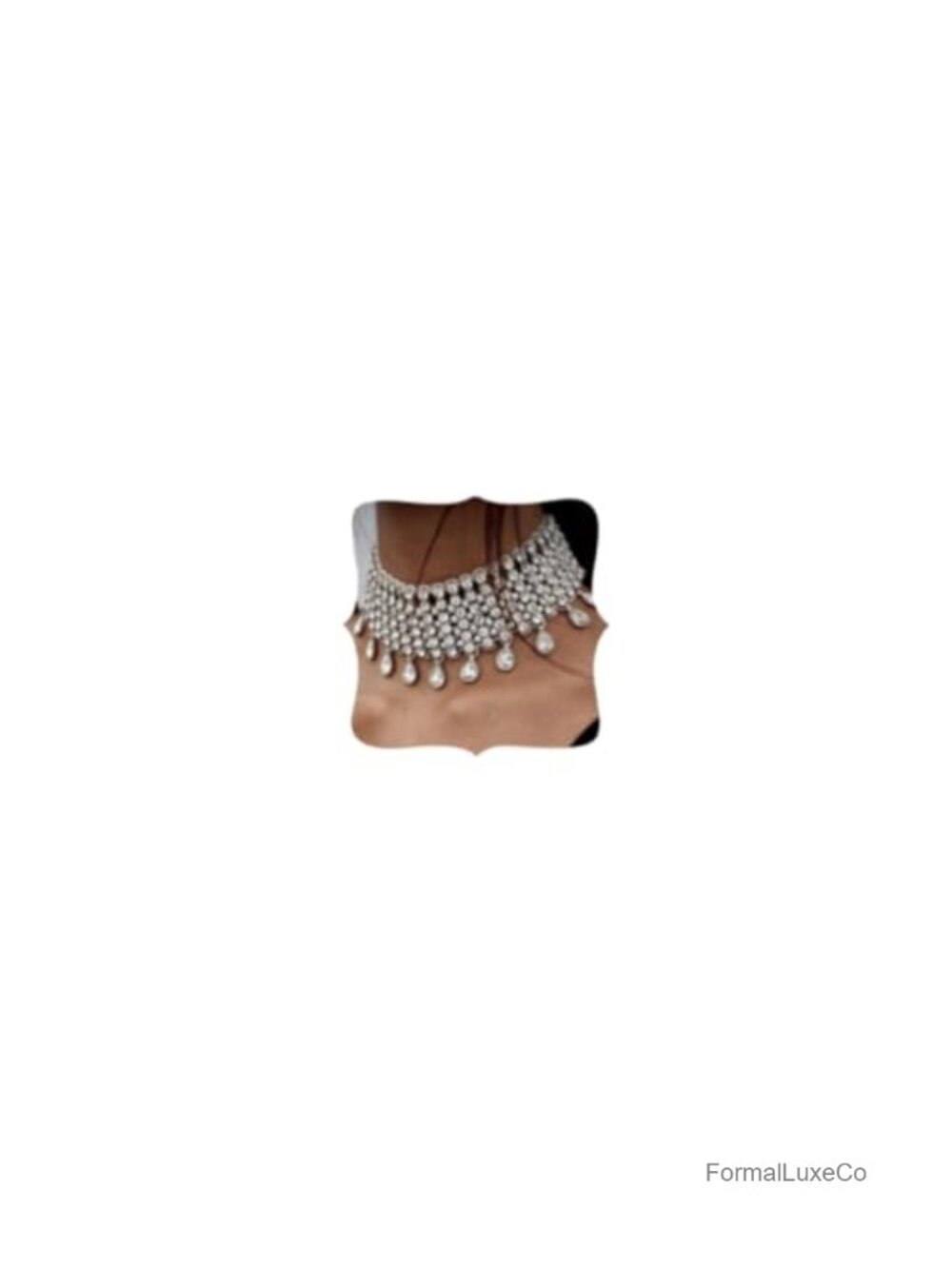 Vintage Boho Rhinestone Choker Necklace Layered Statement Jewelry Set